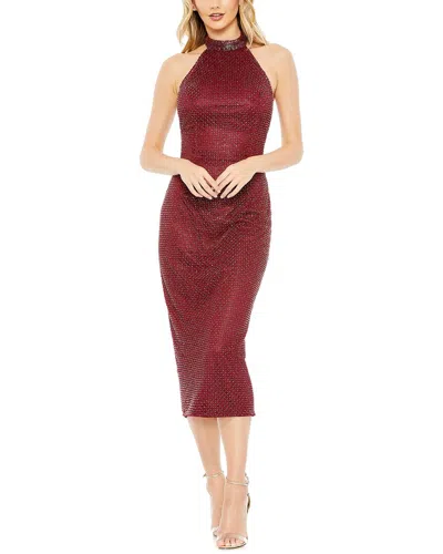 Mac Duggal Hand Embellished Faux Wrap Flutter Sleeve Gown In Burgundy