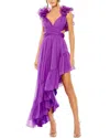 Mac Duggal Ruffle Cutout Asymmetric Chiffon Cocktail Dress