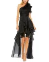 Mac Duggal One-shoulder Ruffle High-low Gown In Black