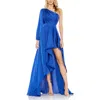 Mac Duggal Ieena High-low One-shoulder Gown In Cobalt