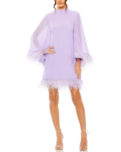 MAC DUGGAL HIGH-NECK CAPE SLEEVE MINI DRESS