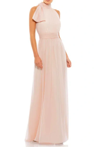 Mac Duggal High Neck Chiffon Gown In Pink