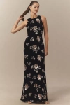 Mac Duggal 68959 Long Formal Velvet Floral Evening Dress In Black