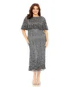 Mac Duggal Fabulouss Plus Column Gown In Silver