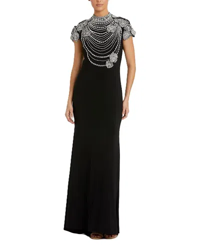 Mac Duggal High Neck Embellished Column Gown In Black