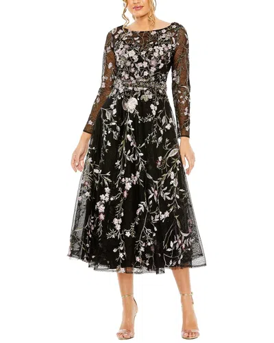 Mac Duggal High Neck Embroidered Dress In Black