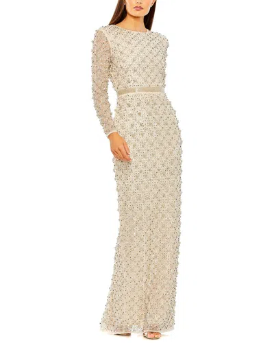 Mac Duggal High Neck Fully Beaded Gown In White