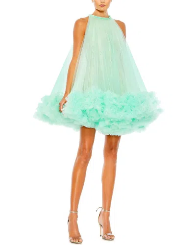 MAC DUGGAL HIGH NECK GATHERED TULLE SWING DRESS