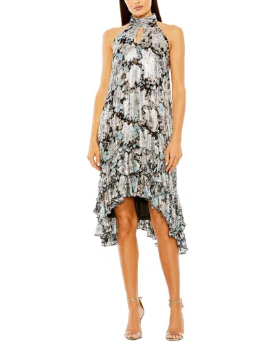 Mac Duggal High Neck Keyhole Ruffle Mini Dress In Black