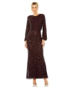 Mac Duggal Column Gown In Blackberry