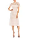 Mac Duggal Embroidered Ruffle Mesh Cocktail Dress In Blush
