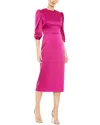 Mac Duggal Puff Sleeve Satin Midi Cocktail Dress