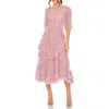 Mac Duggal Women's High-neck Gathered Tulle Midi-dress In Antique Rose