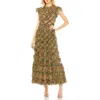 Mac Duggal Ruffle Midi-dress In Green Multi