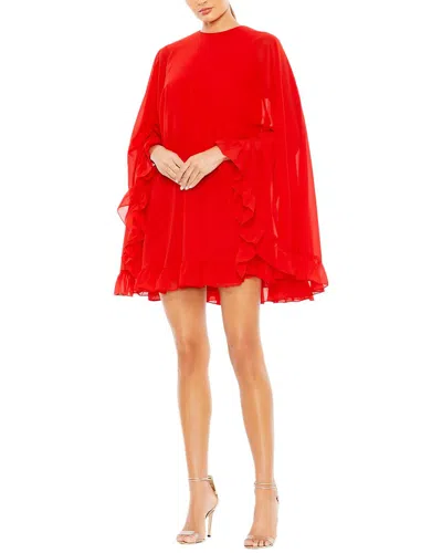 MAC DUGGAL MAC DUGGAL HIGH NECK RUFFLE HEM CAPE MINI DRESS