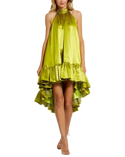 Mac Duggal High Neck Satin Mini Dress In Apple Green