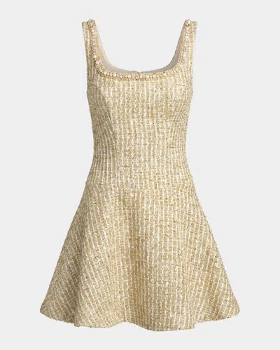 Mac Duggal Ieena Embellished Bouclé A-line Mini Dress In Animal Print