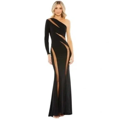 Pre-owned Mac Duggal Ieena For  11311 Illusion Black Jersey Cut Outs Gown Size 2