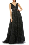 Mac Duggal Beaded Tulle Ball Gown In Black