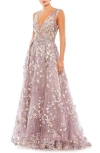 MAC DUGGAL ILLUSION EMBROIDERED SEQUIN SLEEVELESS GOWN