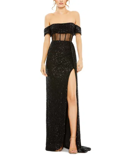MAC DUGGAL ILLUSION MIDRIFF OFF-THE-SHOULDER GOWN