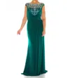 Mac Duggal Illusion Neck Beaded Gown - Plus In Deep Emerald In Green