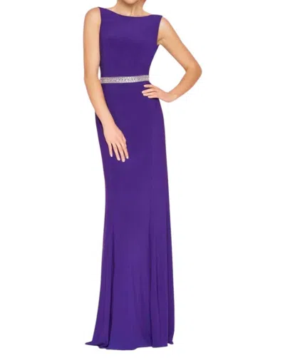 Mac Duggal Jersey Embellished Waist Gown In Royal Purple