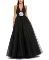 Mac Duggal 56187 Long Ball Gown Floral Formal Prom Dress In Black