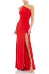 Mac Duggal Jersey One-shoulder Draped Back Gown In Red
