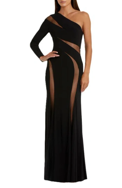 MAC DUGGAL MAC DUGGAL JERSEY ONE SHOULDER ILLUSION CUT OUT GOWN