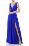 MAC DUGGAL MAC DUGGAL JERSEY PLUNGE NECK EVENING GOWN