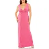 Mac Duggal Jersey V-neckline Cutout Gown In Hot Pink