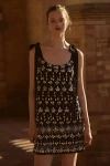 Mac Duggal Jewel-encrusted Soft Tie Sleeveless Mini Dress In Black
