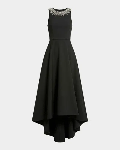 Mac Duggal Jewel-neck Sleeveless High-low Gown In Black