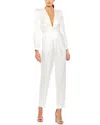 Mac Duggal Front Twist Puff Sleeve Deep V Jumpsuit