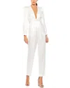 Mac Duggal Front Twist Puff Sleeve Deep V Jumpsuit