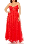 Mac Duggal Keyhole Detail Chiffon Sleeveless Gown In Red