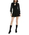 Mac Duggal Knit Long Sleeve Grommet Mini Dress In Black
