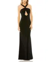Mac Duggal Halter Neck Cutout Sheath Gown In Black
