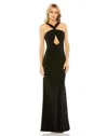 Mac Duggal Halter Neck Cutout Sheath Gown In Black