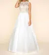 Mac Duggal Lace And Tulle Ball Gown In Ivory/nude In Multi