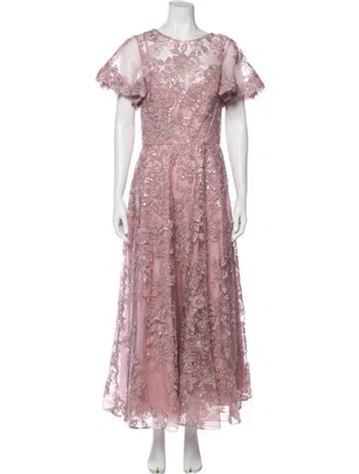 Pre-owned Mac Duggal Lace Long Dress W/ Tags In Purple