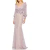 Mac Duggal Lace Long Sleeve V-neck Embellished Gown