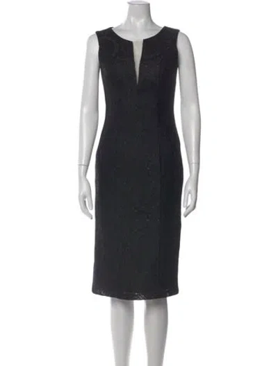 Pre-owned Mac Duggal Lace Pattern Knee-length Dress In Black