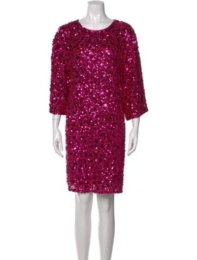 Pre-owned Mac Duggal Lace Pattern Knee-length Dress In Pink