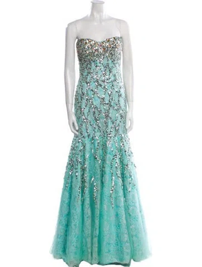 Pre-owned Mac Duggal Lace Pattern Long Dress In Multi