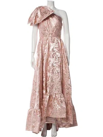 Pre-owned Mac Duggal Lace Pattern Long Dress In Pink