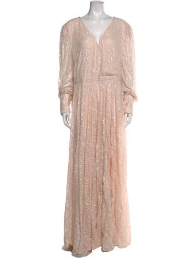 Pre-owned Mac Duggal Lace Pattern Long Dress In Pink