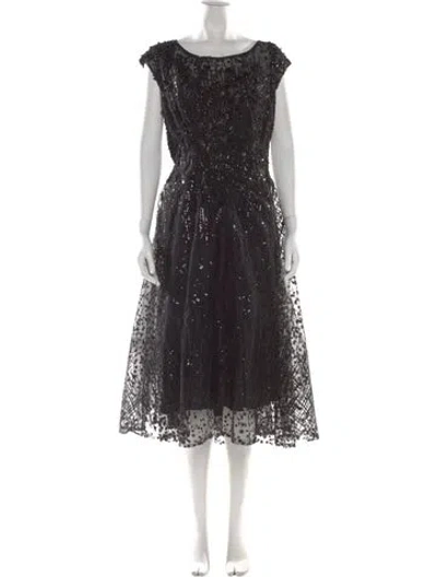 Pre-owned Mac Duggal Lace Pattern Long Dress W/ Tags In Black