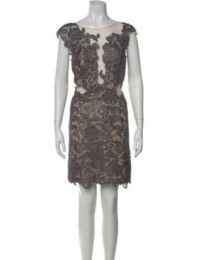 Pre-owned Mac Duggal Lace Pattern Mini Dress In Multi